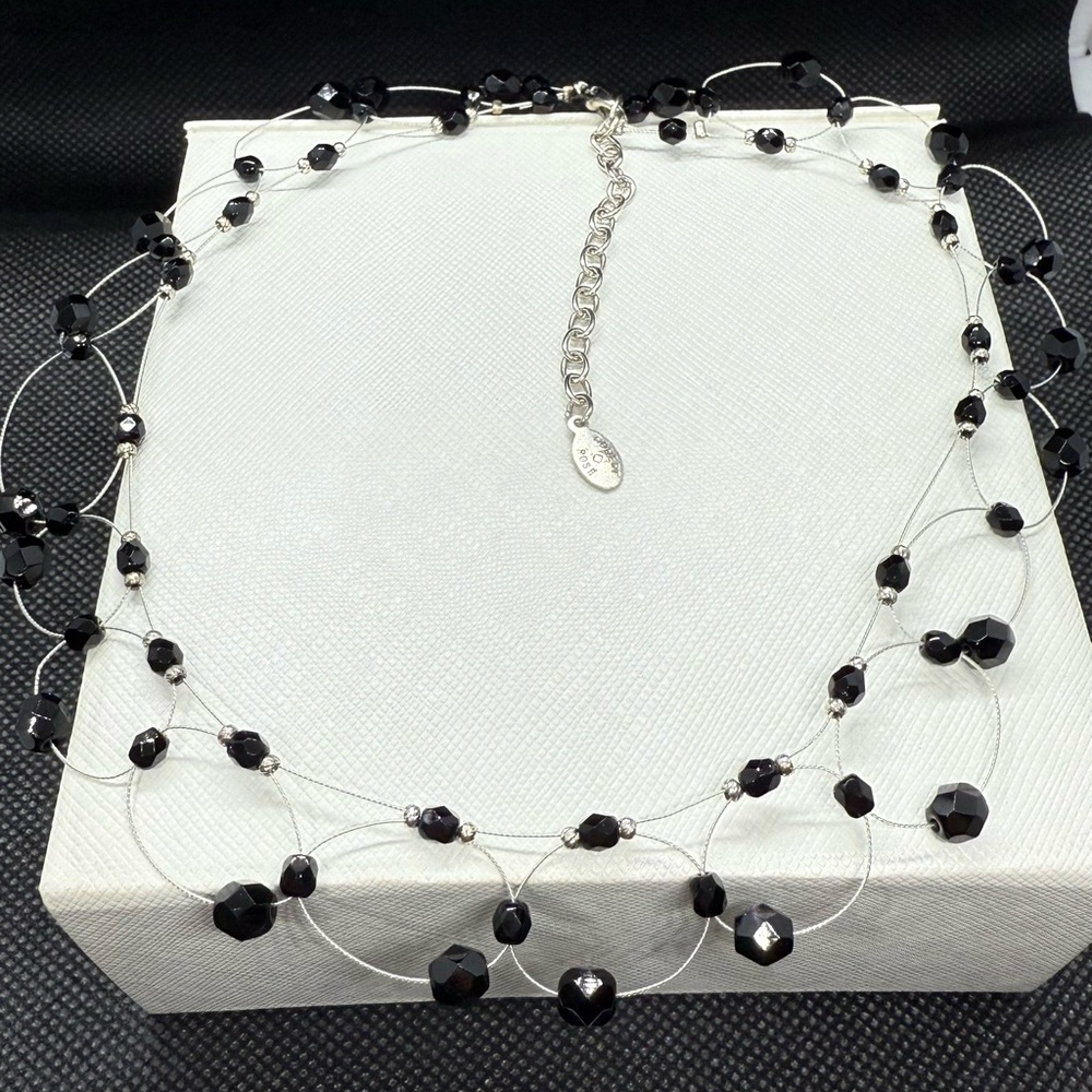 Black Crystal Beaded Choker Necklace